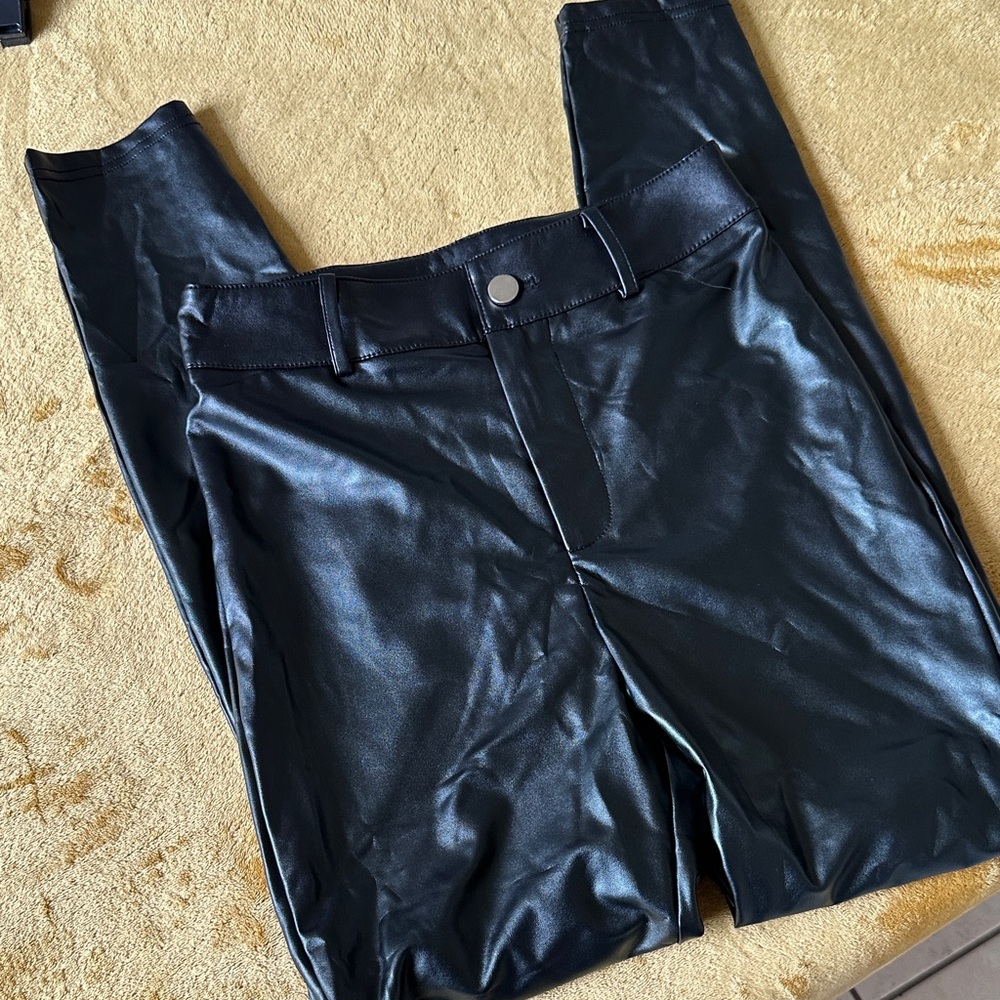 SHEIN Black Faux Leather Trousers